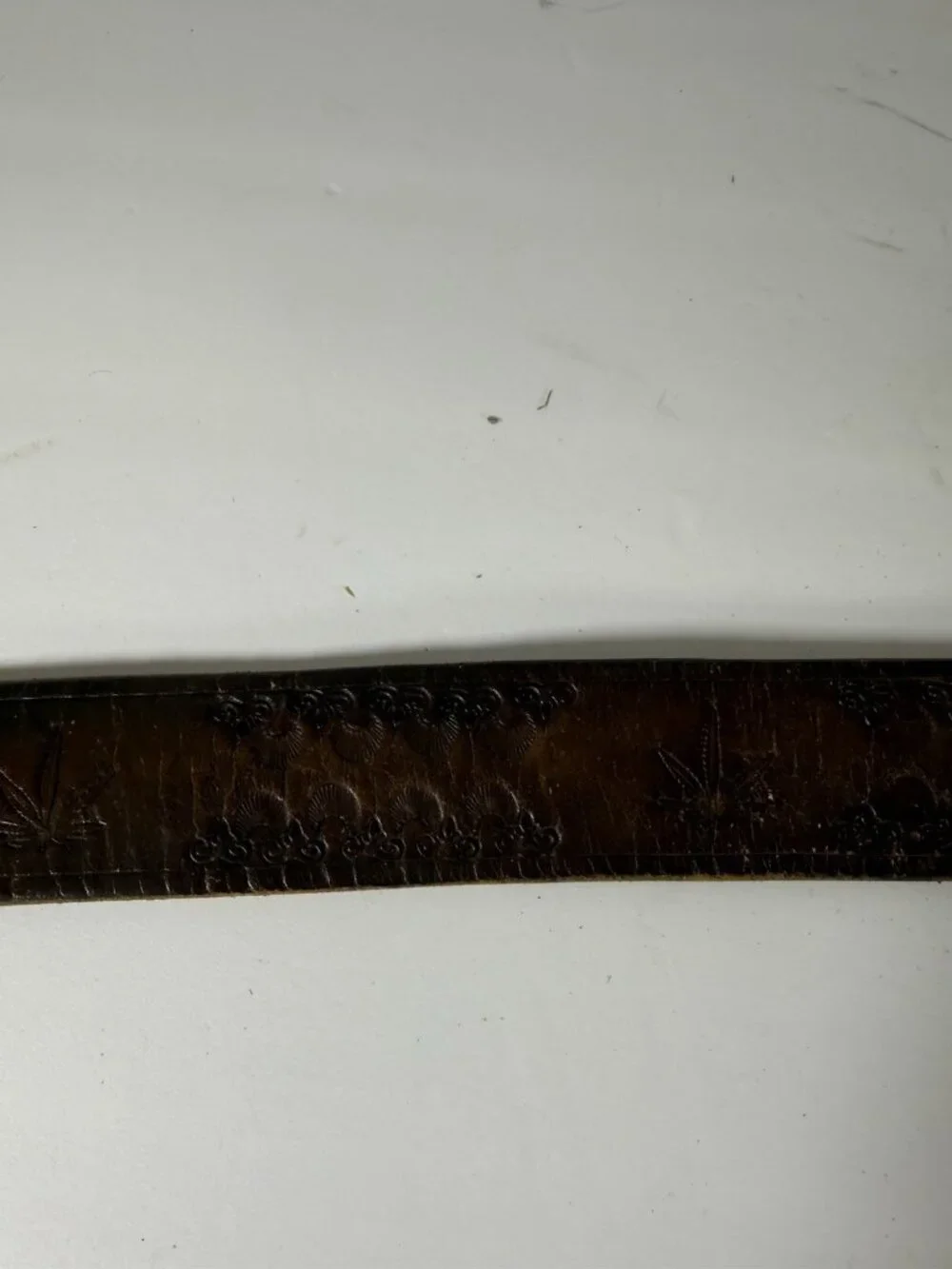 Vintage 90s Tooled Embossed Leather Belt Brown Western
